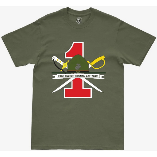 1st Recruit Training Battalion Military Green T-Shirt Tactically Acquired   