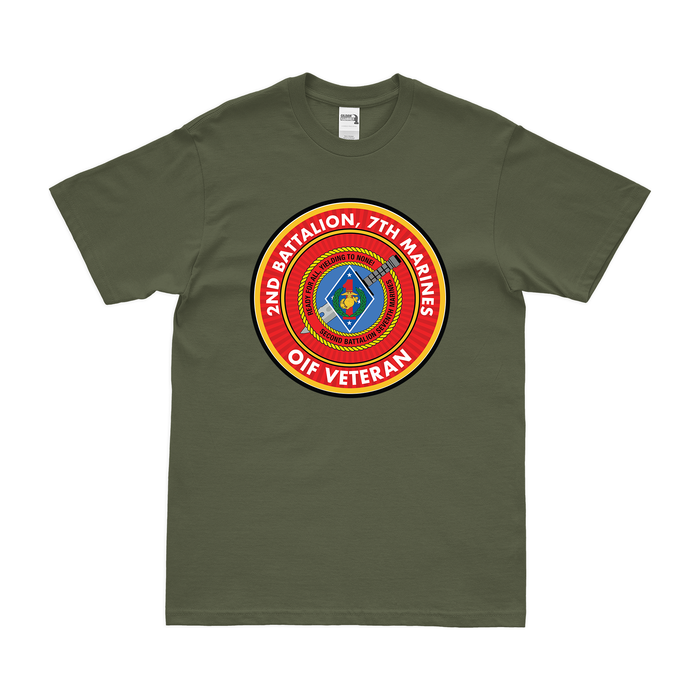 2/7 Marines OIF Veteran T-Shirt Tactically Acquired Military Green Small 