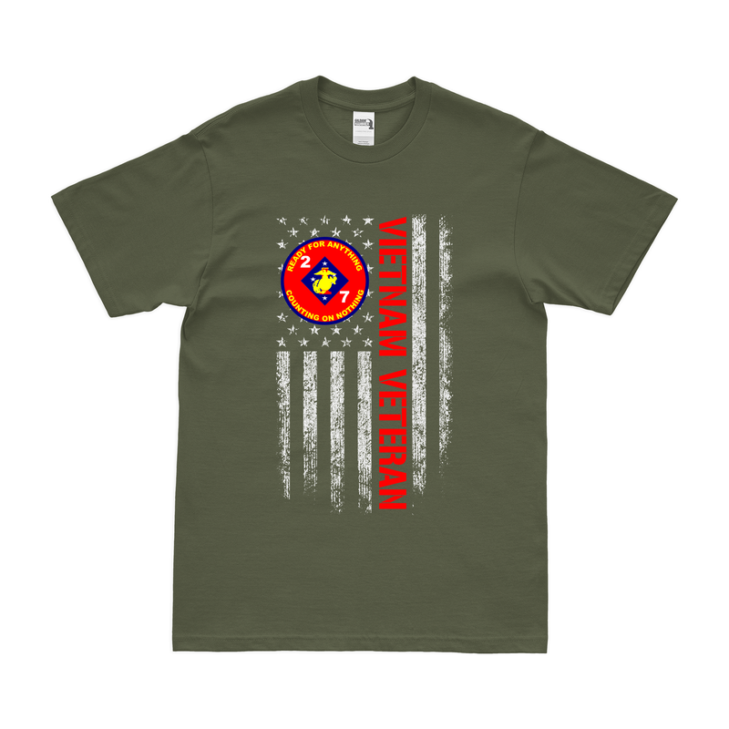 2/7 Marines Vietnam Veteran American Flag T-Shirt