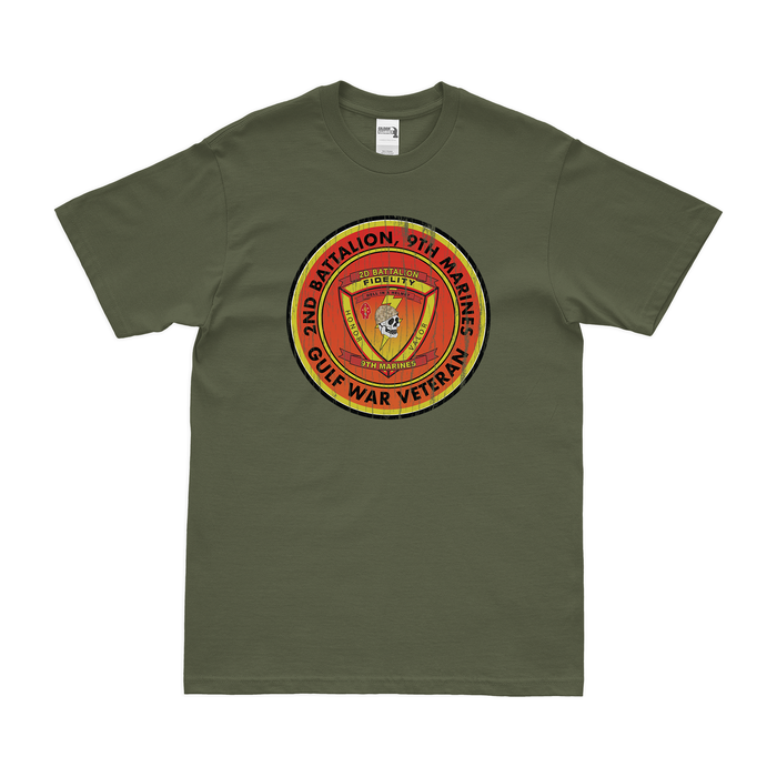 2/9 Marines Gulf War Veteran T-Shirt Tactically Acquired Military Green Distressed Small