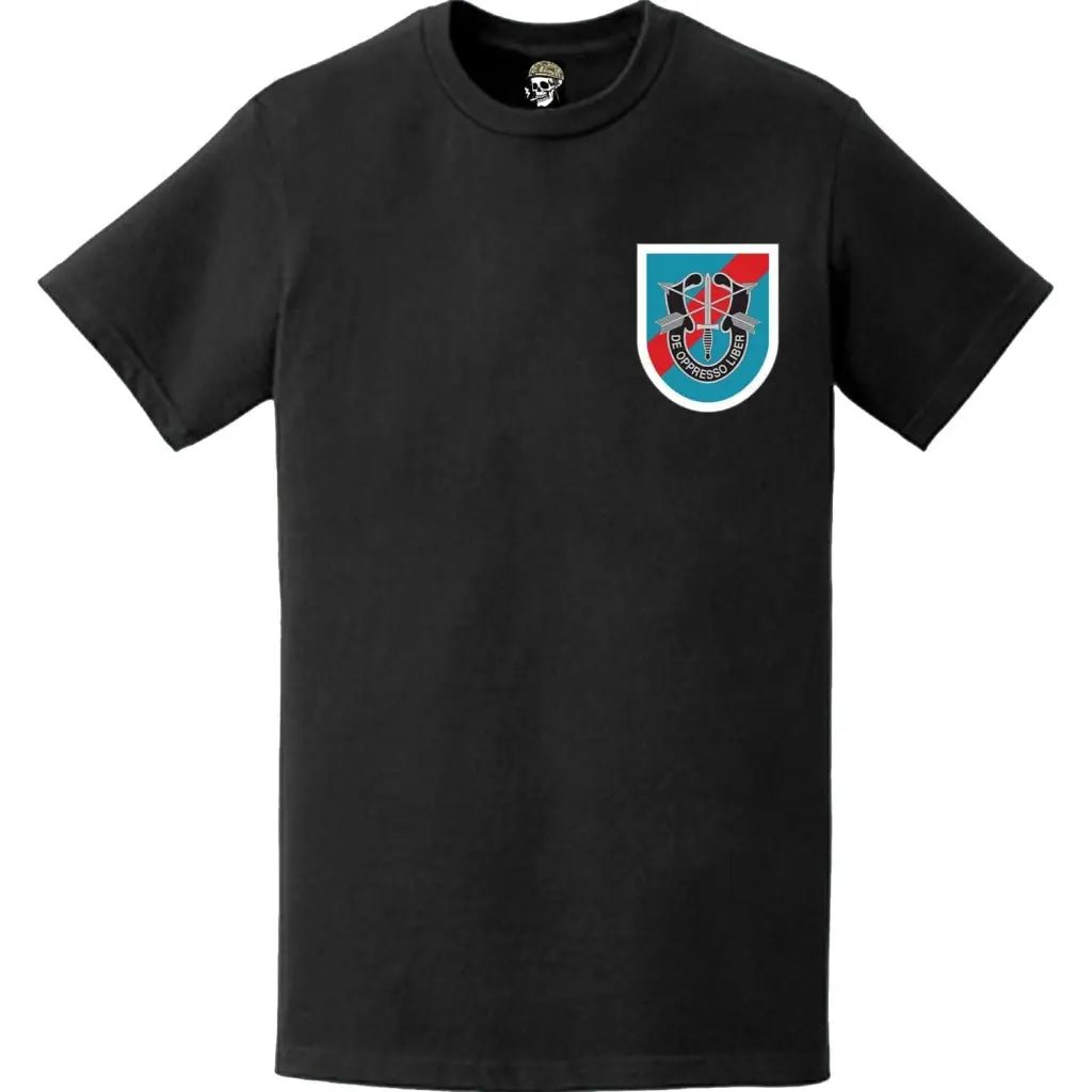 20th SFG Beret Flash Left Chest T-Shirt Tactically Acquired   