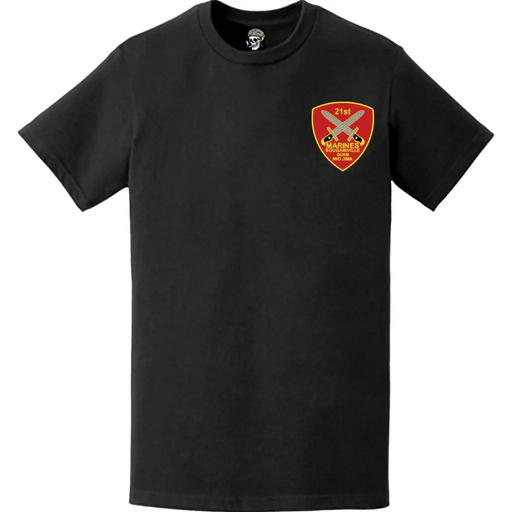 21st Marine Regiment Emblem Logo Unit Crest Left Chest T-Shirt Tactically Acquired   