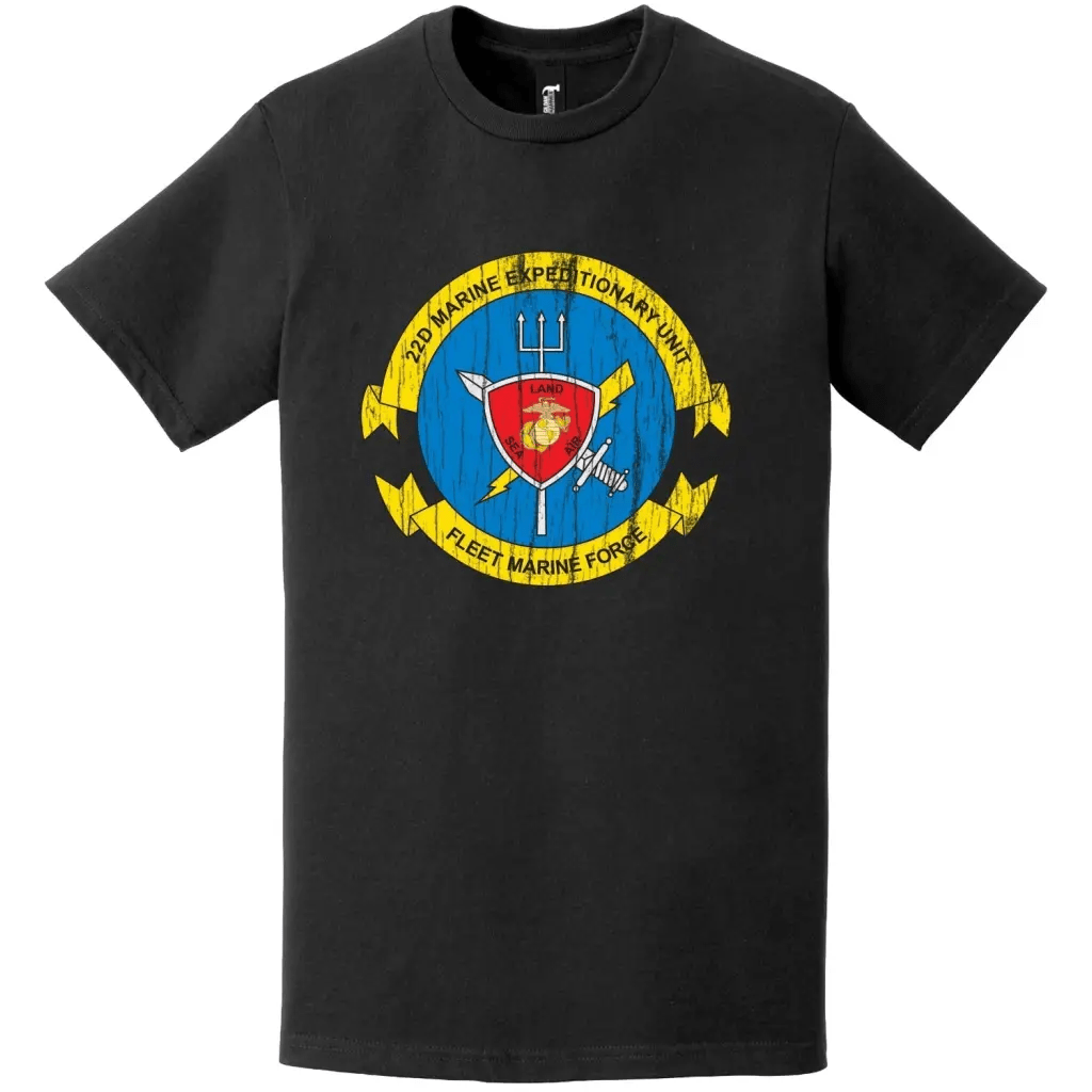 22nd Marine Expeditionary Unit (22nd MEU) Distressed Logo Emblem T-Shirt Tactically Acquired   