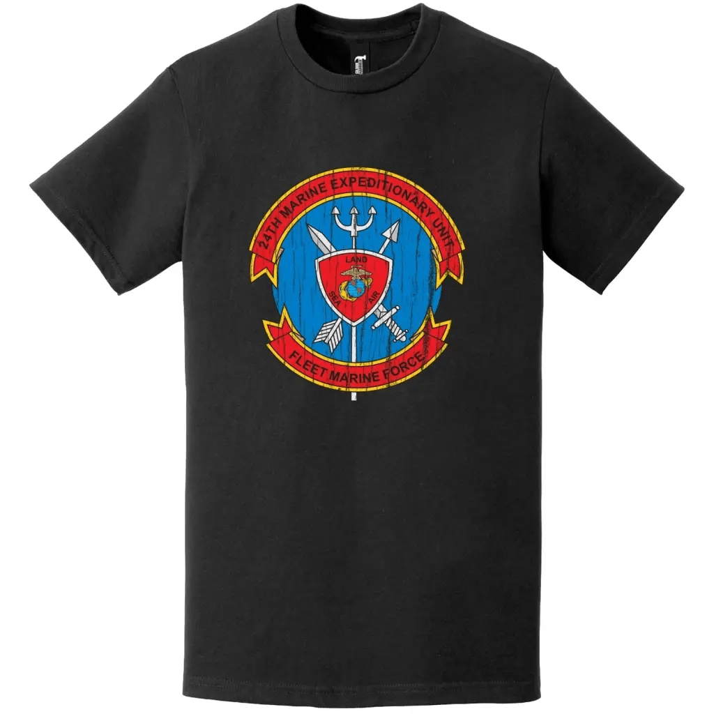 24th Marine Expeditionary Unit (24th MEU) Distressed Logo Emblem T-Shirt Tactically Acquired   