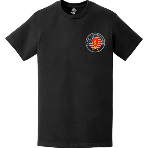 25th Infantry Division (25th ID) American Flag Left Chest Crest T-Shirt Tactically Acquired   