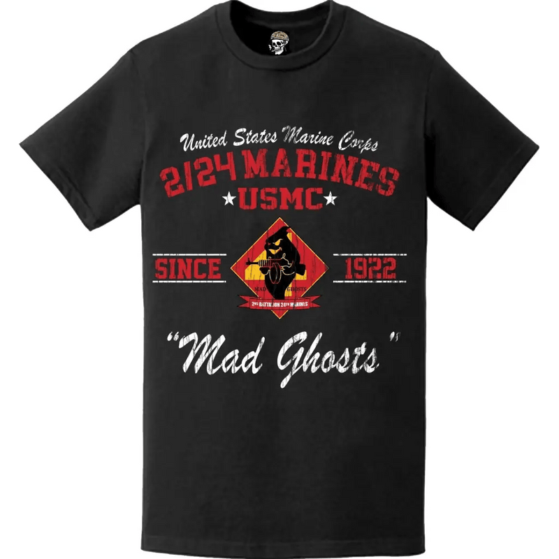 2nd Battalion, 24th Marines (2/24) 'Mad Ghosts' Since 1922 USMC Unit Legacy Distressed T-Shirt