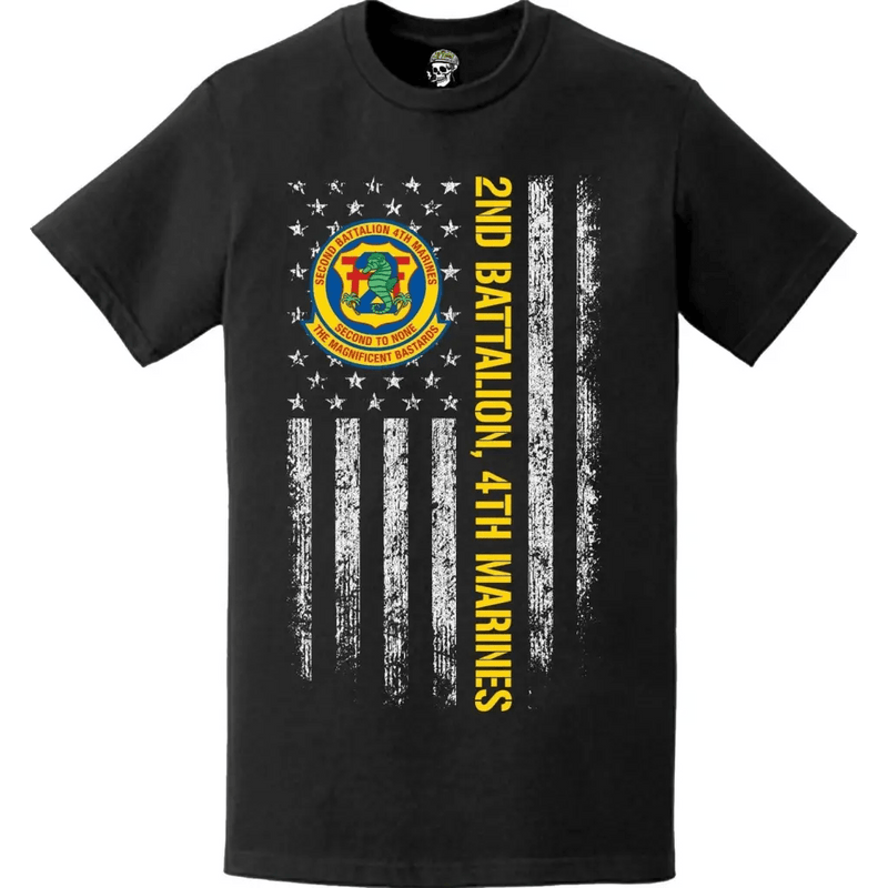 2nd Battalion, 4th Marines (2/4) American Flag T-Shirt