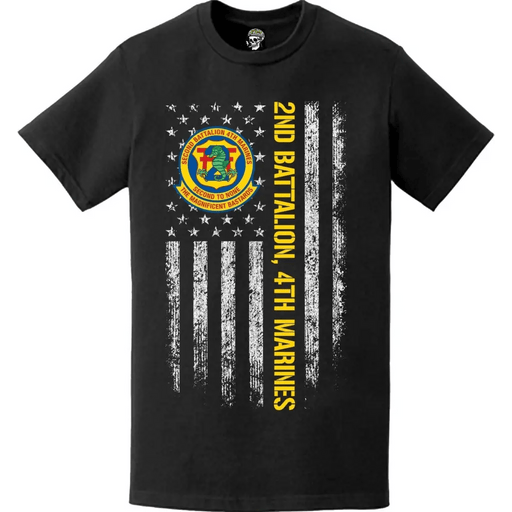 2nd Battalion, 4th Marines (2/4) American Flag T-Shirt Tactically Acquired   