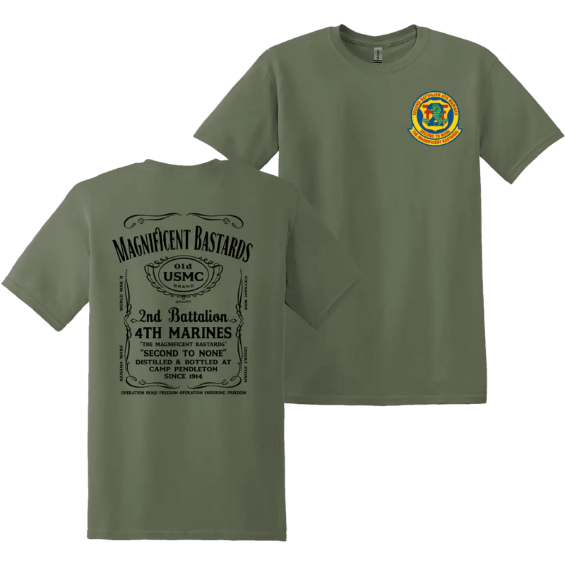2nd Battalion 4th Marines (2/4 Marines) Whiskey Label T-Shirt