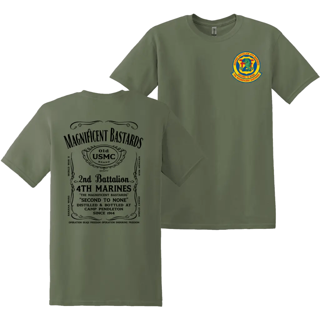 2nd Battalion 4th Marines (2/4 Marines) Whiskey Label T-Shirt Tactically Acquired   