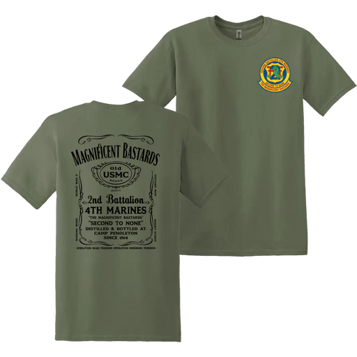 2nd Battalion 4th Marines (2/4 Marines) Whiskey Label T-Shirt Tactically Acquired   