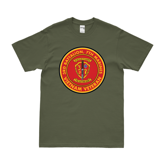 3/7 Marines Vietnam Veteran T-Shirt Tactically Acquired Military Green Small 