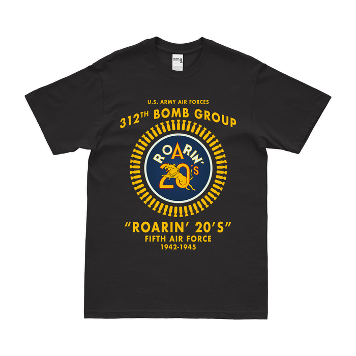 312th Bomb Group "Roarin' 20's" WW2 Legacy T-Shirt Tactically Acquired Black Clean Small