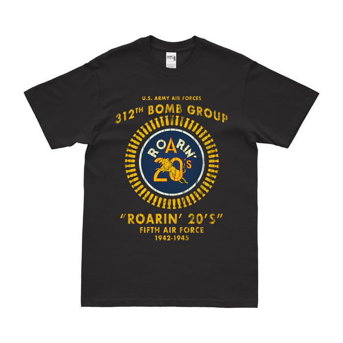 312th Bomb Group "Roarin' 20's" WW2 Legacy T-Shirt Tactically Acquired Black Distressed Small