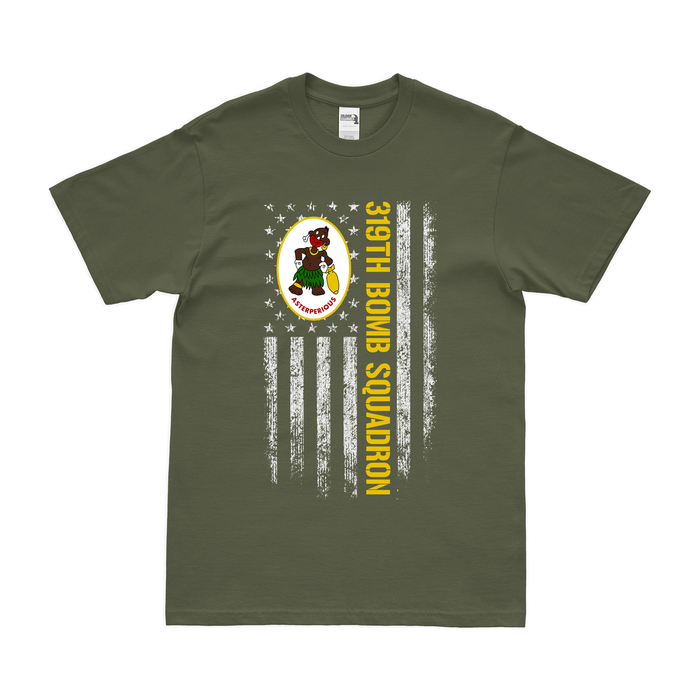 319th Bomb Squadron American Flag T-Shirt Tactically Acquired Military Green Small 