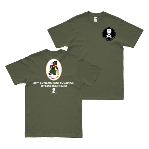 Double-Sided 319th Bomb Squadron w/ Text T-Shirt Tactically Acquired Military Green Clean Small