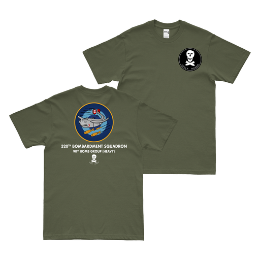 Double-Sided 320th Bomb Squadron w/ Text T-Shirt Tactically Acquired Military Green Clean Small