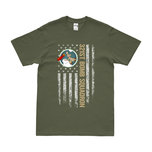 321st Bomb Squadron American Flag T-Shirt Tactically Acquired Military Green Small 