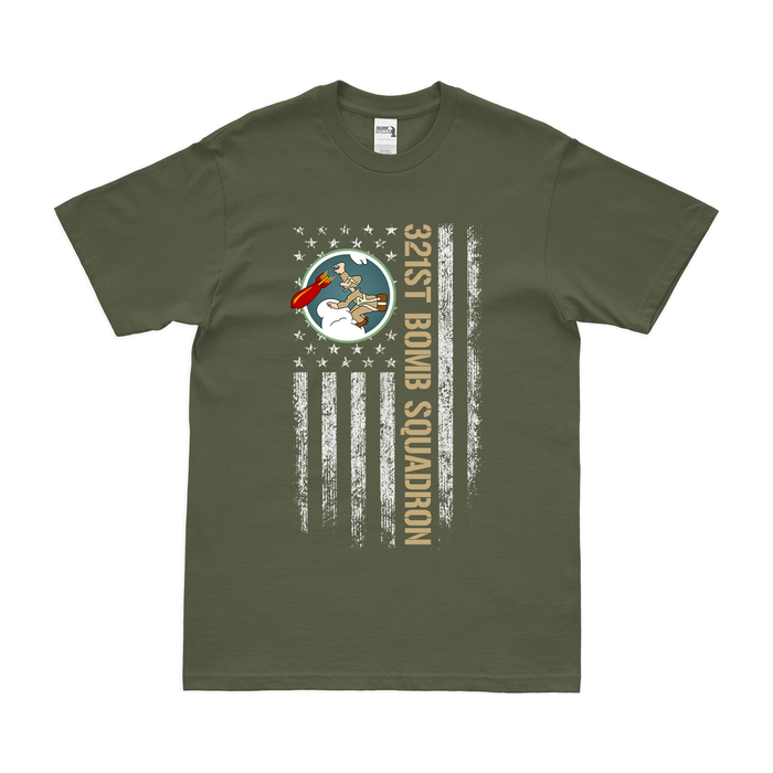 321st Bomb Squadron American Flag T-Shirt Tactically Acquired Military Green Small 