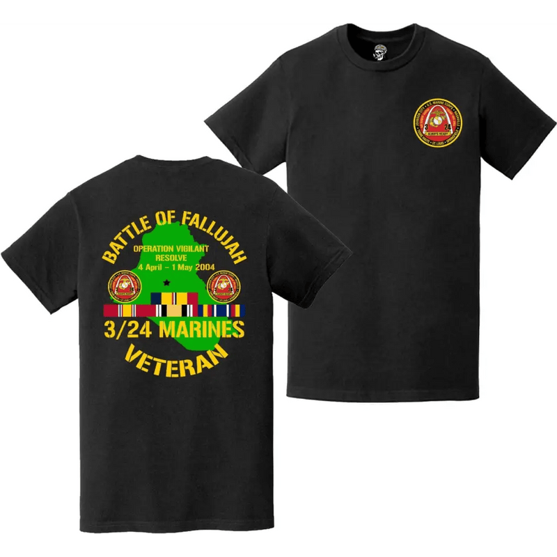 3/24 Marines First Battle of Fallujah (Operation Vigilant Resolve) Double-Sided Veteran T-Shirt