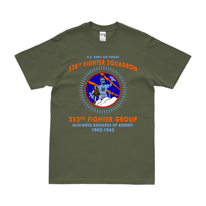 328th Fighter Squadron WW2 Legacy T-Shirt Tactically Acquired Military Green Clean Small