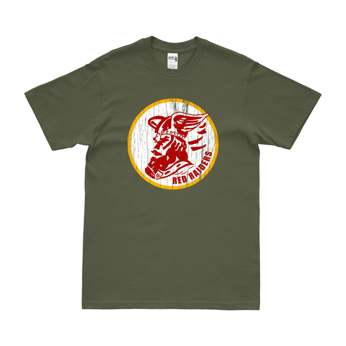 33rd Bombardment Squadron "Red Raiders" T-Shirt Tactically Acquired Military Green Distressed Small