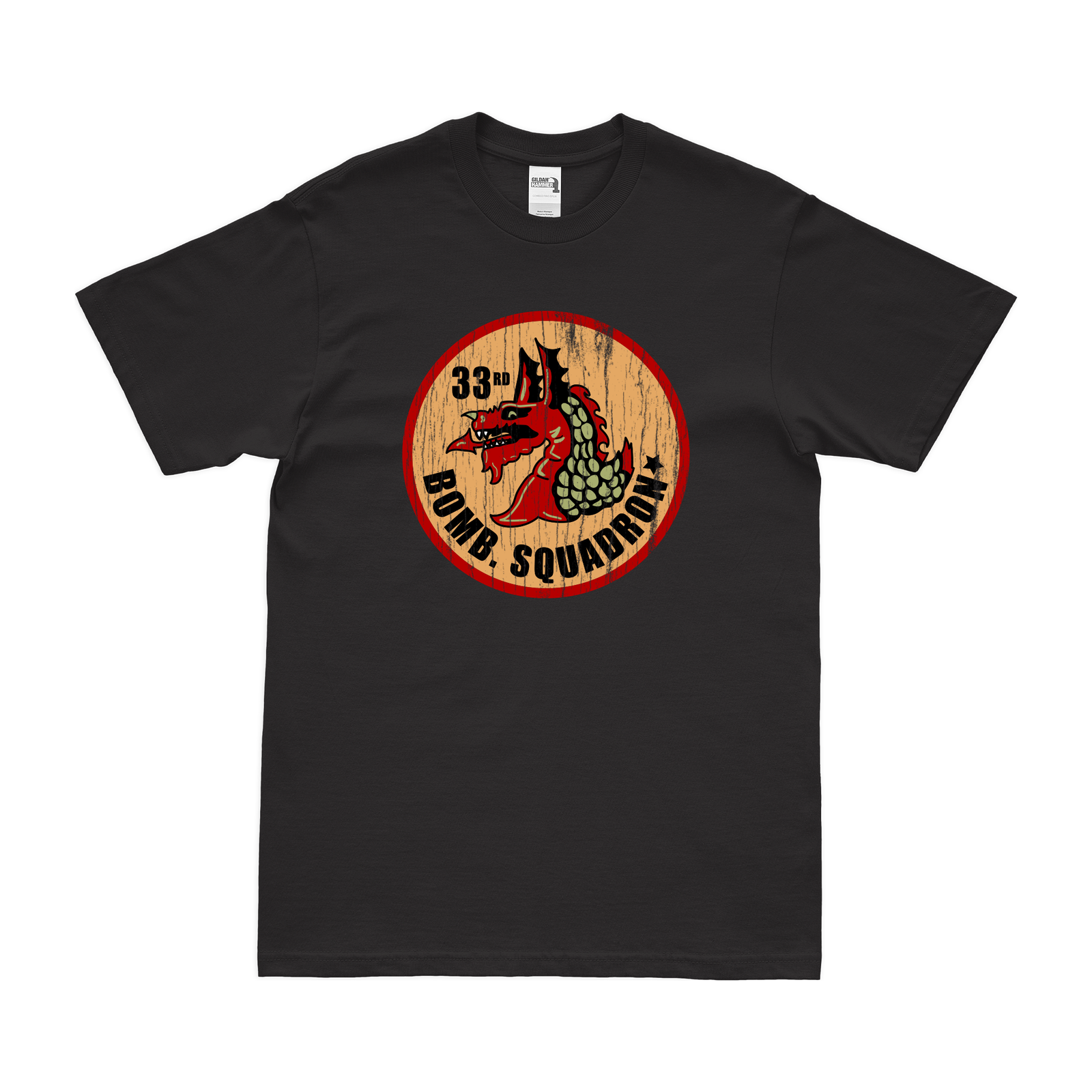 33rd Bombardment Squadron WW2 AAF T-Shirt Tactically Acquired Black Distressed Small