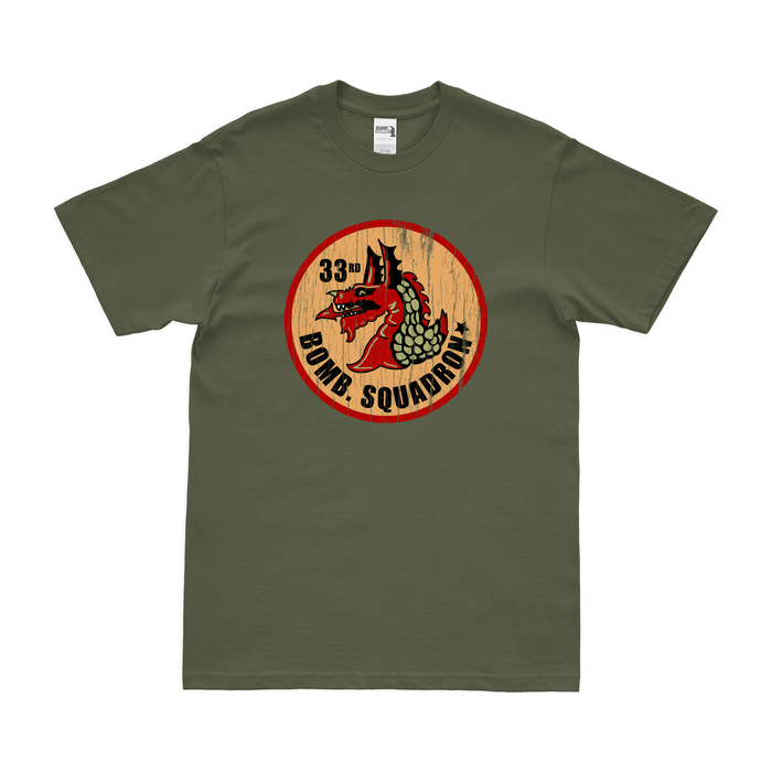 33rd Bombardment Squadron WW2 AAF T-Shirt Tactically Acquired Military Green Distressed Small