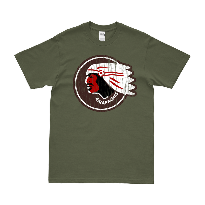 345th Bomb Group 'Air Apaches' WW2 T-Shirt Tactically Acquired Military Green Distressed Small