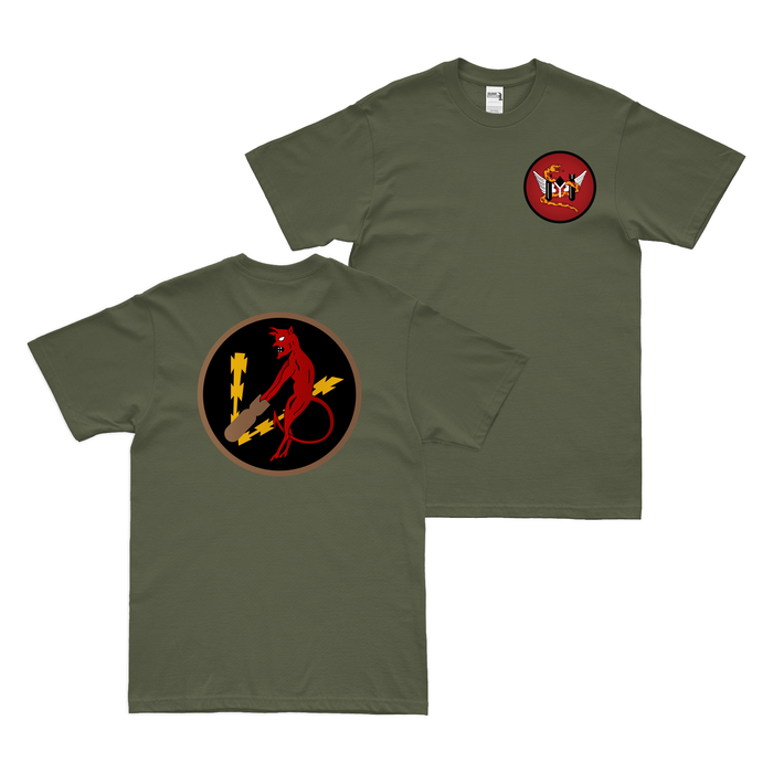 Double-Sided 348th Bomb Squadron - 99th BG T-Shirt Tactically Acquired Military Green Clean Small