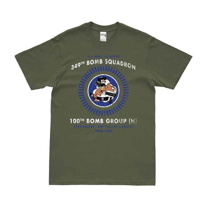 349th Bomb Squadron Since 1942 Legacy T-Shirt Tactically Acquired Military Green Distressed Small