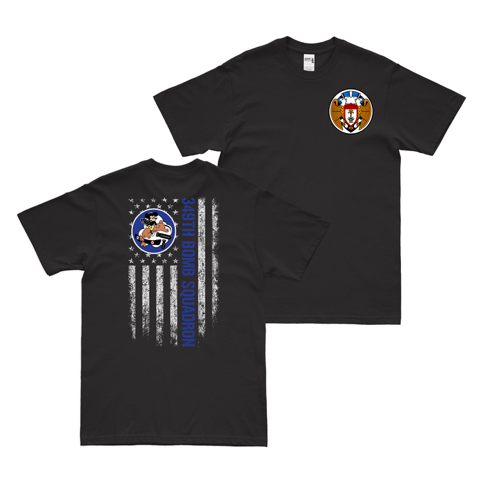 Double-Sided 349th Bomb Squadron American Flag T-Shirt Tactically Acquired Black Clean Small