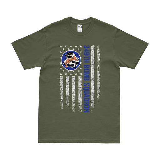 349th Bomb Squadron American Flag T-Shirt Tactically Acquired Military Green Clean Small