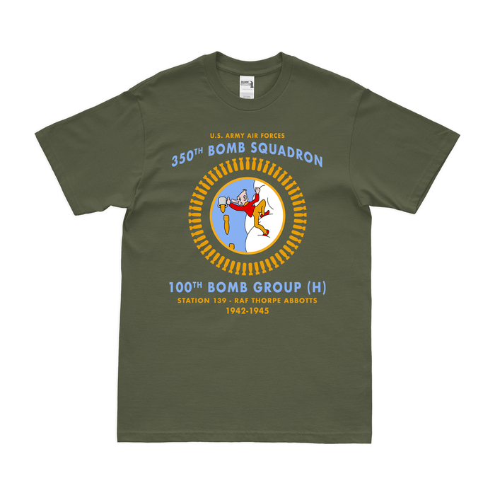 350th Bomb Squadron Since 1942 Legacy T-Shirt Tactically Acquired Military Green Clean Small