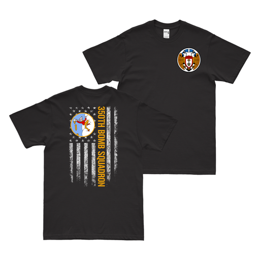 Double-Sided 350th Bomb Squadron American Flag T-Shirt Tactically Acquired Black Clean Small