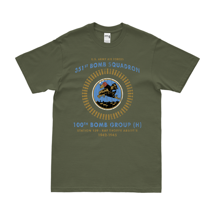 351st Bomb Squadron Since 1942 Legacy T-Shirt Tactically Acquired Military Green Distressed Small