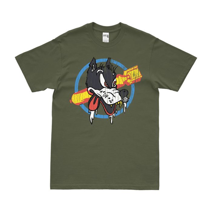 377th Bombardment Squadron Logo T-Shirt Tactically Acquired Military Green Distressed Small