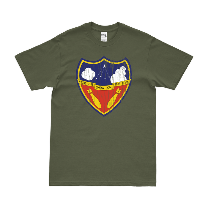 384th Bomb Group (Heavy) WW2 T-Shirt Tactically Acquired Military Green Distressed Small