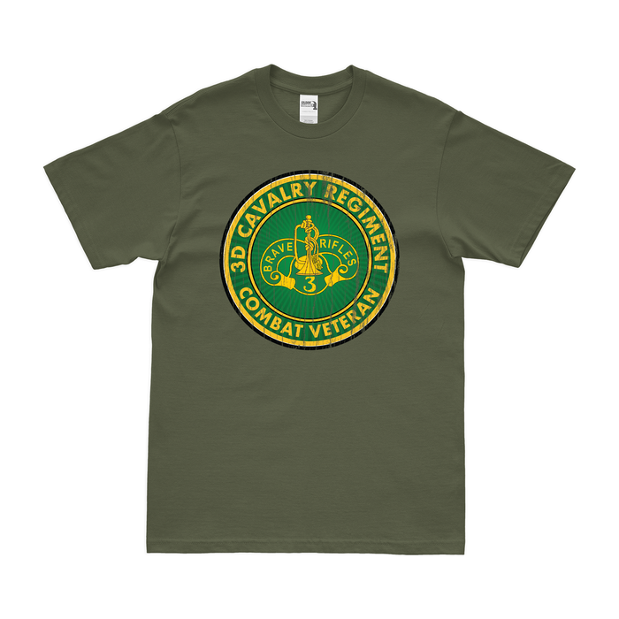 3d Cavalry Regiment Combat Veteran T-Shirt Tactically Acquired Military Green Distressed Small