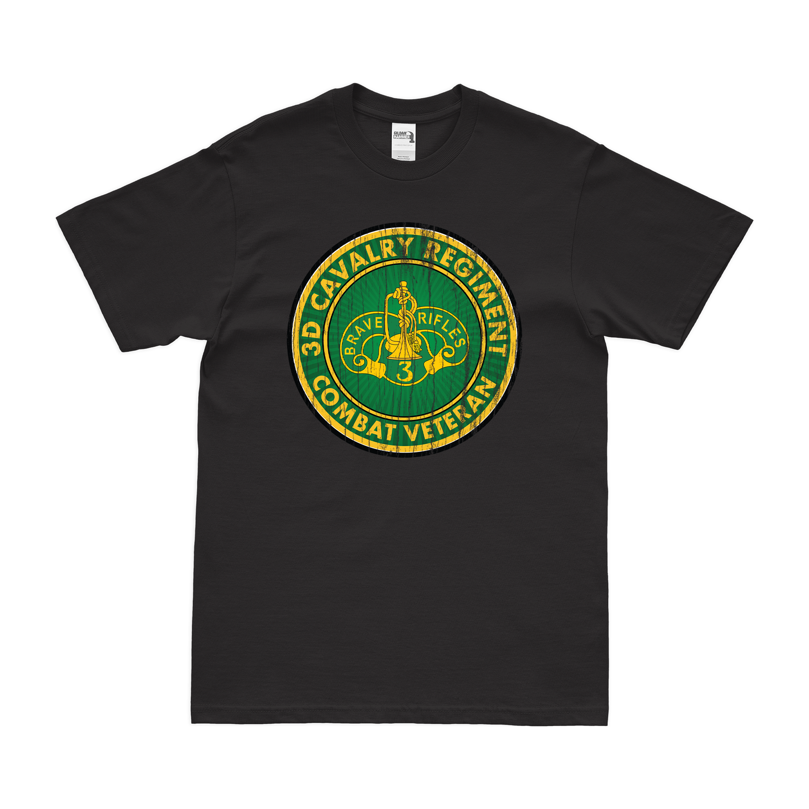 3d Cavalry Regiment Combat Veteran T-Shirt Tactically Acquired Black Distressed Small
