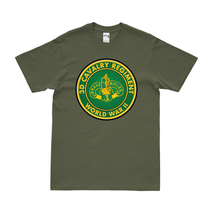 3d Cavalry Regiment World War II Tribute T-Shirt Tactically Acquired Military Green Clean Small