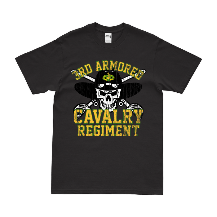 3d Armored Cavalry Regiment (3rd ACR) Skull T-Shirt Tactically Acquired Black Distressed Small