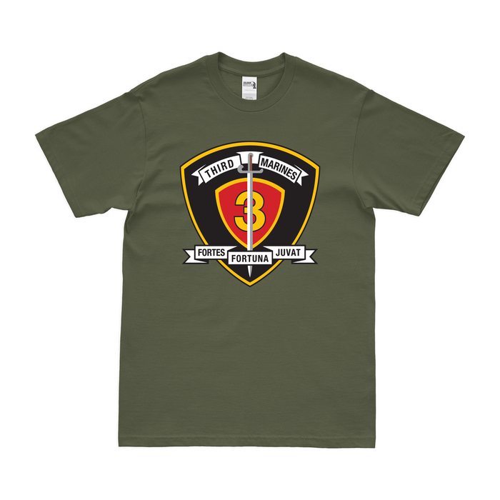 3rd Marine Regiment Unit Emblem T-Shirt Tactically Acquired Military Green Clean Small