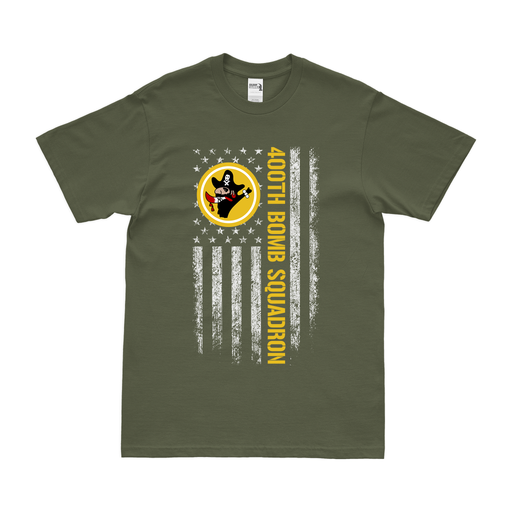 400th Bomb Squadron American Flag T-Shirt Tactically Acquired Military Green Small 