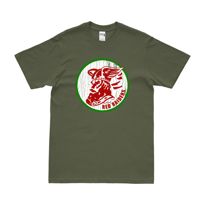 408th Bombardment Squadron "Red Raiders" T-Shirt Tactically Acquired Military Green Distressed Small