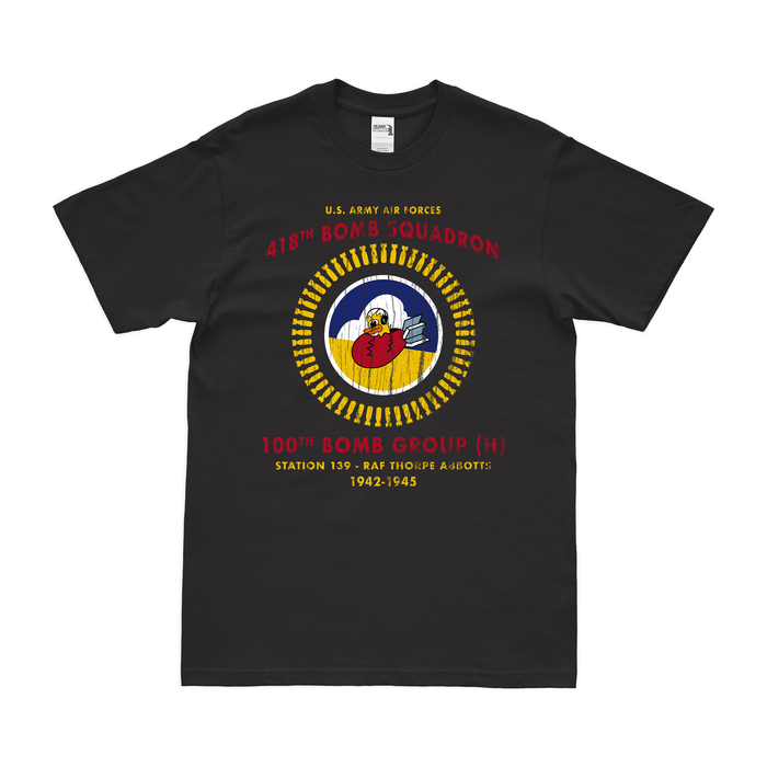 418th Bomb Squadron Since 1942 Legacy T-Shirt Tactically Acquired Black Distressed Small