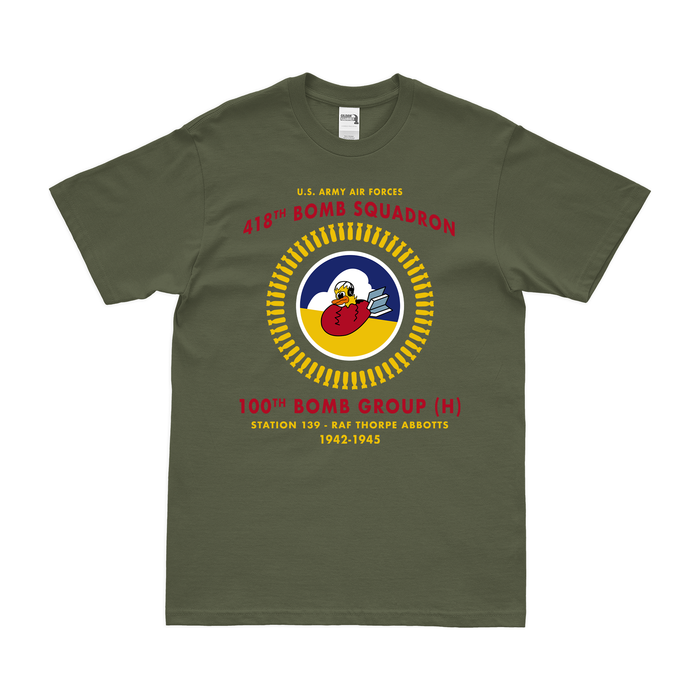 418th Bomb Squadron Since 1942 Legacy T-Shirt Tactically Acquired Military Green Clean Small