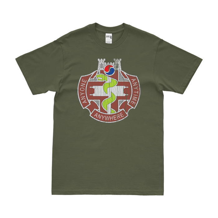 U.S. Army 421st Medical Battalion T-Shirt Tactically Acquired Military Green Distressed Small