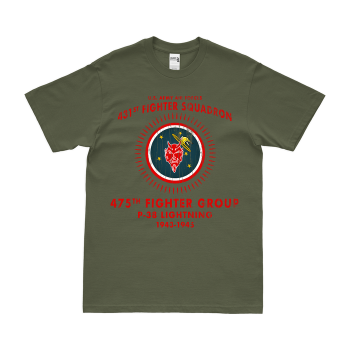 431st Fighter Squadron WW2 Legacy T-Shirt Tactically Acquired Military Green Distressed Small