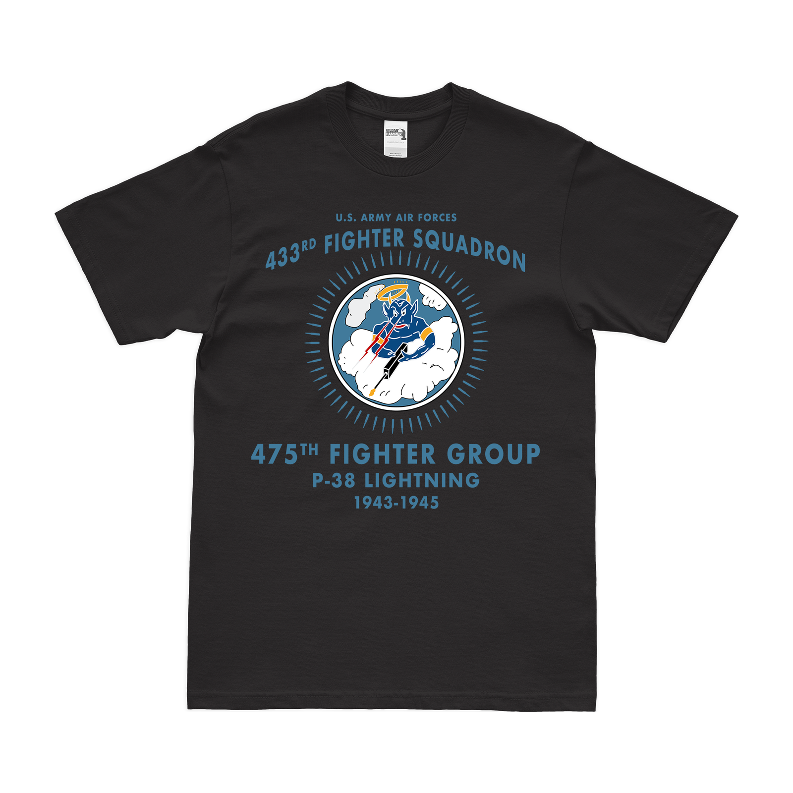433rd Fighter Squadron WW2 Legacy T-Shirt Tactically Acquired Black Clean Small
